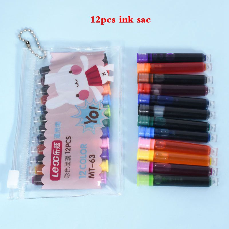 Fountains Brush Pen Transparent Gold Fountain Pen Calligraphy Soft Water Brush Drawing Writing Caligraphy Ink Pen Art Supplies: 12 colors ink sac