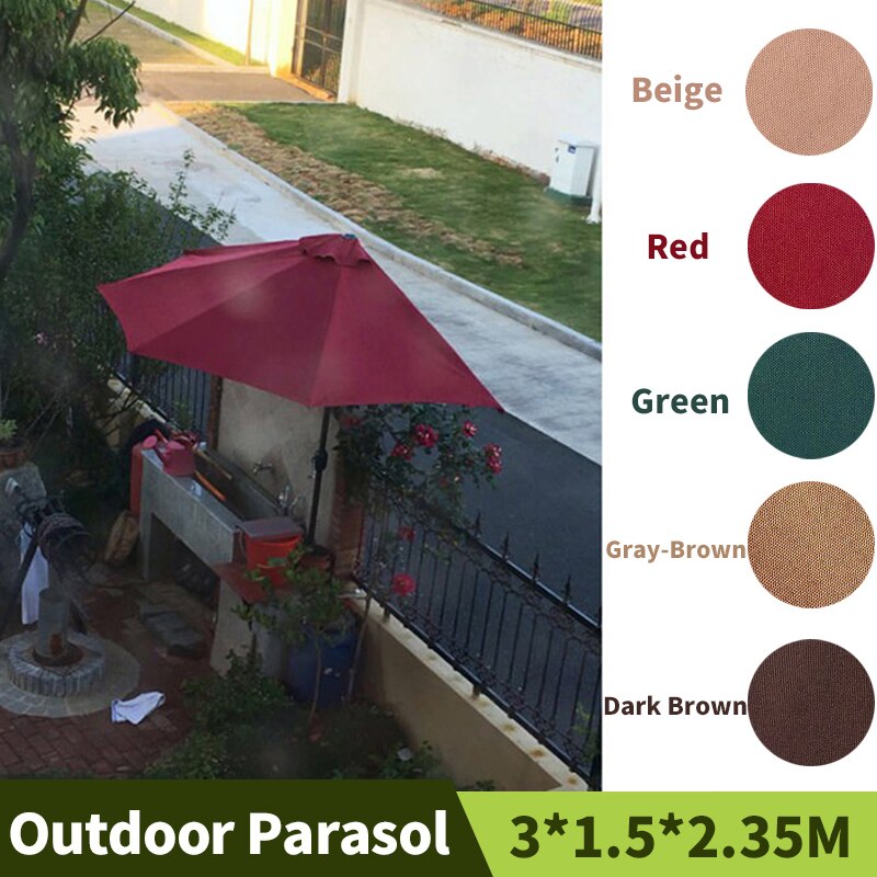 3M Half Side Patio Umbrella Camping Shades Garden Canopy Polyester Parasol Courtyard Awning Outdoor Accessories Without The Base