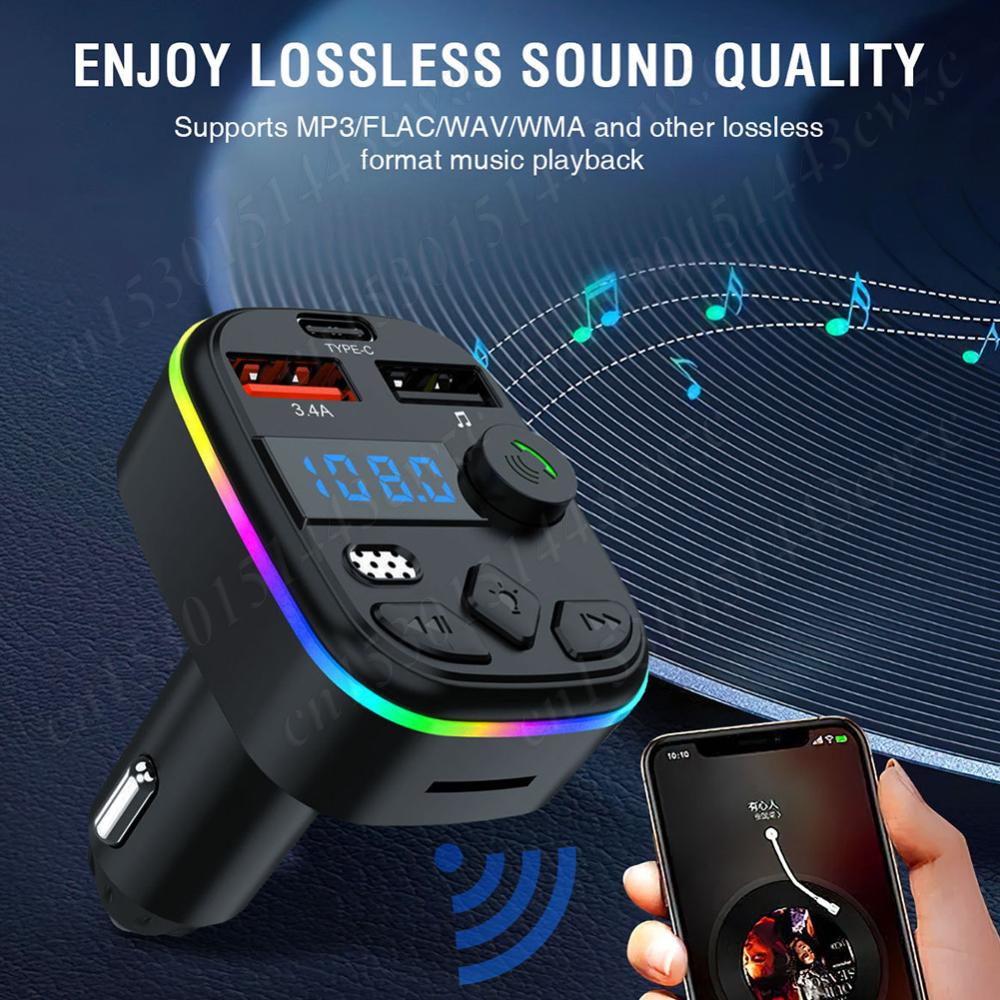 Auto Fm Zender Auto Mp3 Speler Bluetooth5.3 Ondersteuning Tf Kaart U Schijf Handsfree Mp3 Speler Radio Mp3 Speler Adapter Autolader