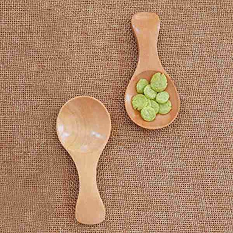 10 Pcs Wooden Salt Spoon, Mini Tableware Teaspoon, Used to The Flavor of Coffee Tea Jam Mustard Ice Cream Milk Powder