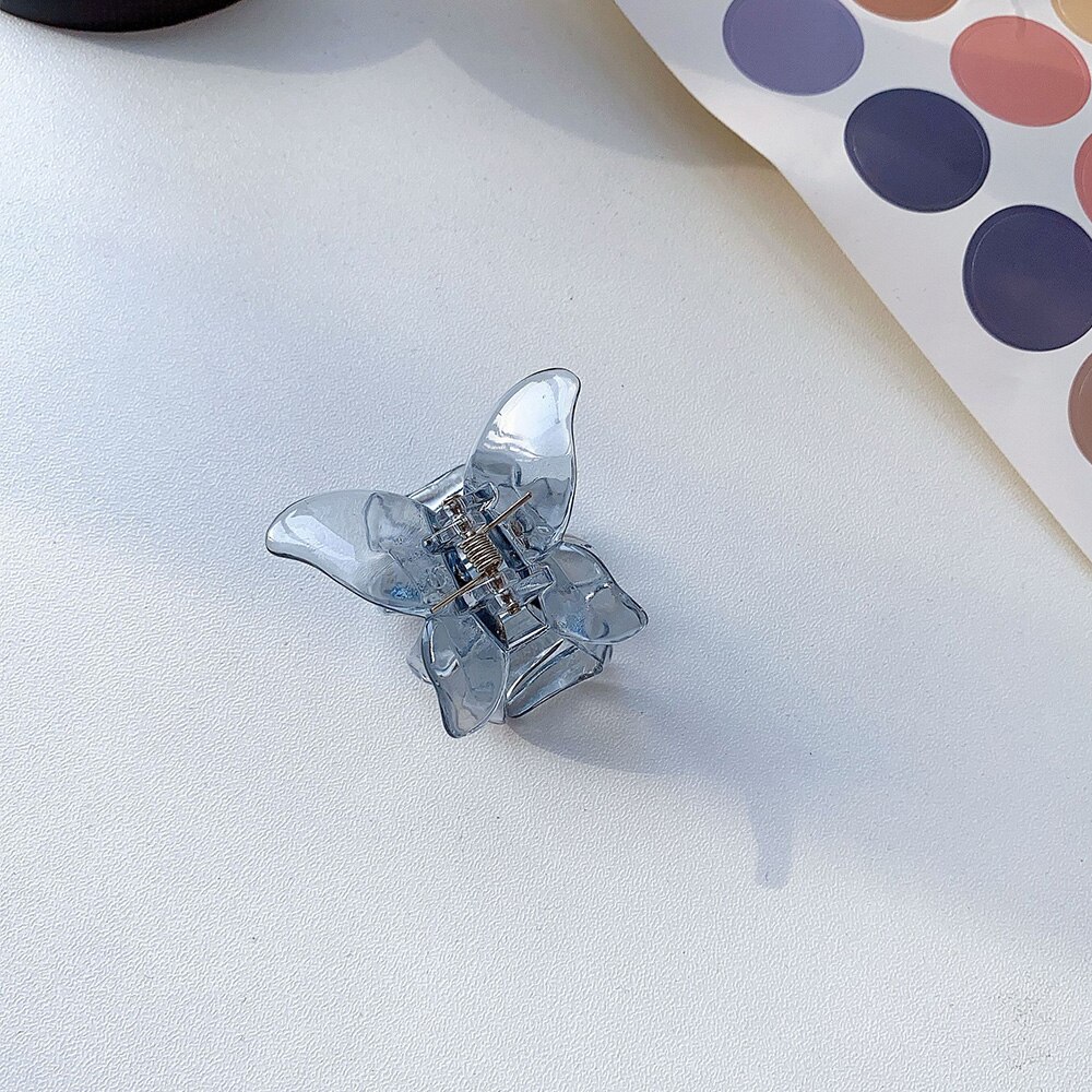 7 farver mini sommerfugle hår klo krabbe clips hovedbeklædning ,1pc koreansk stil kvinder piger gennemsigtig sommerfugl hår klo: Blå