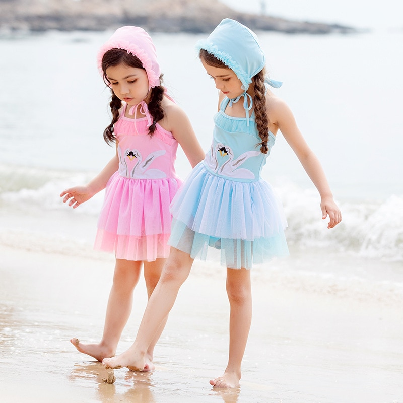 Kids Swimwear For Girls Child Female Bikini Children's Clothes Bathing Suits Children Swan Princess Dress Veil Swimsuit