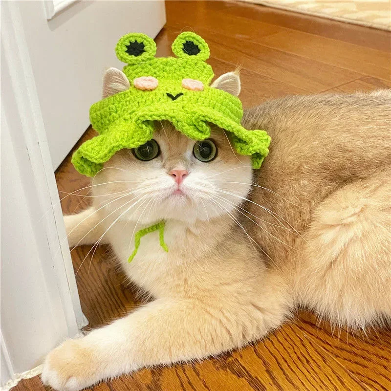 Gorro elástico bonito y refinado para mascotas, gorro de punto para cachorros y gatitos, accesorios para sesión de fotos, accesorios para gatos, otoño e invierno