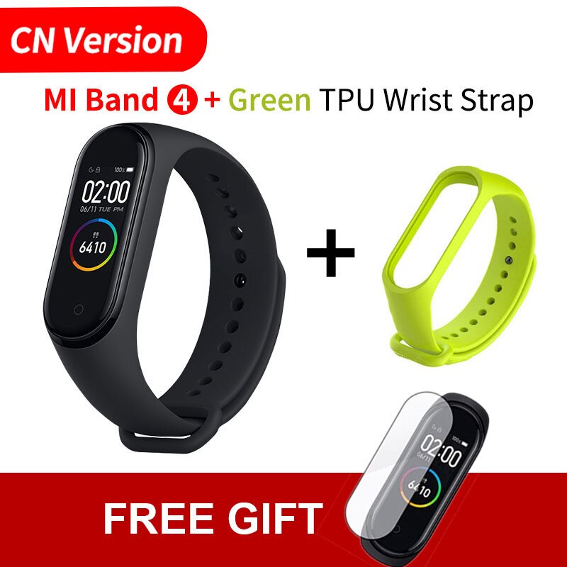 In Voorraad! Xiaomi Mi Band 4 Smart Kleur Screen Armband Hartslag Fitness 135Mah Bluetooth 5.0 50M Zwemmen waterdicht: CN add Green TPU