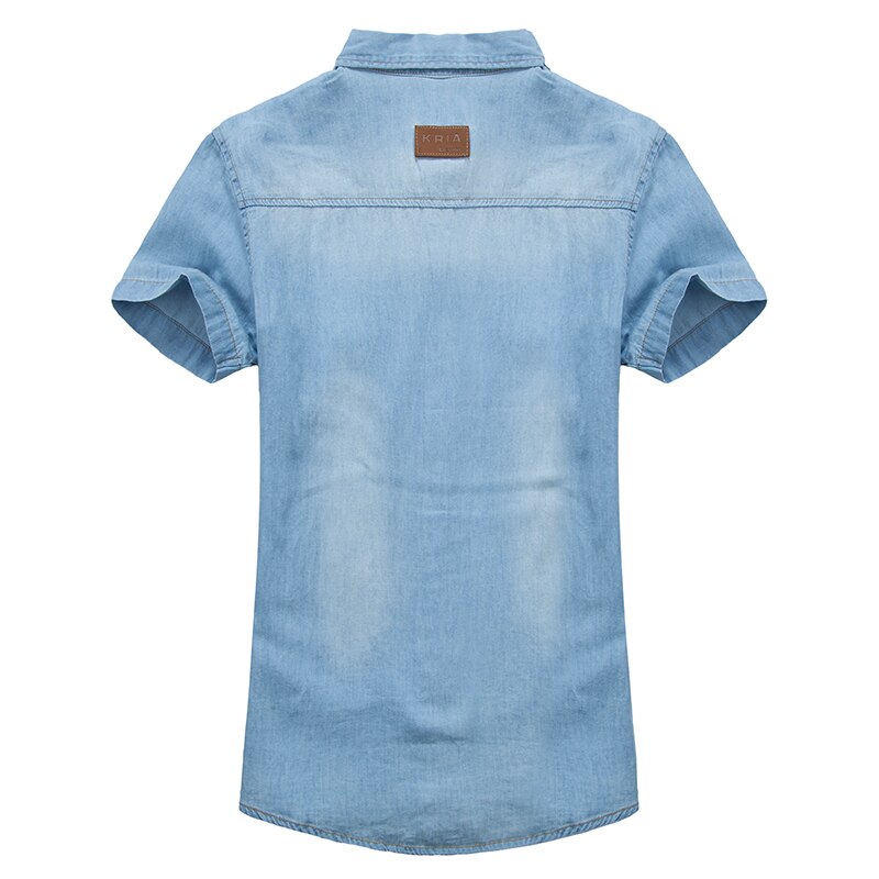 Sommar herr jeansskjorta i bomull stor storlek 5xl lapel tunn kortärmad skjorta män casual slim fit jeansskjorta manliga cowboykläder