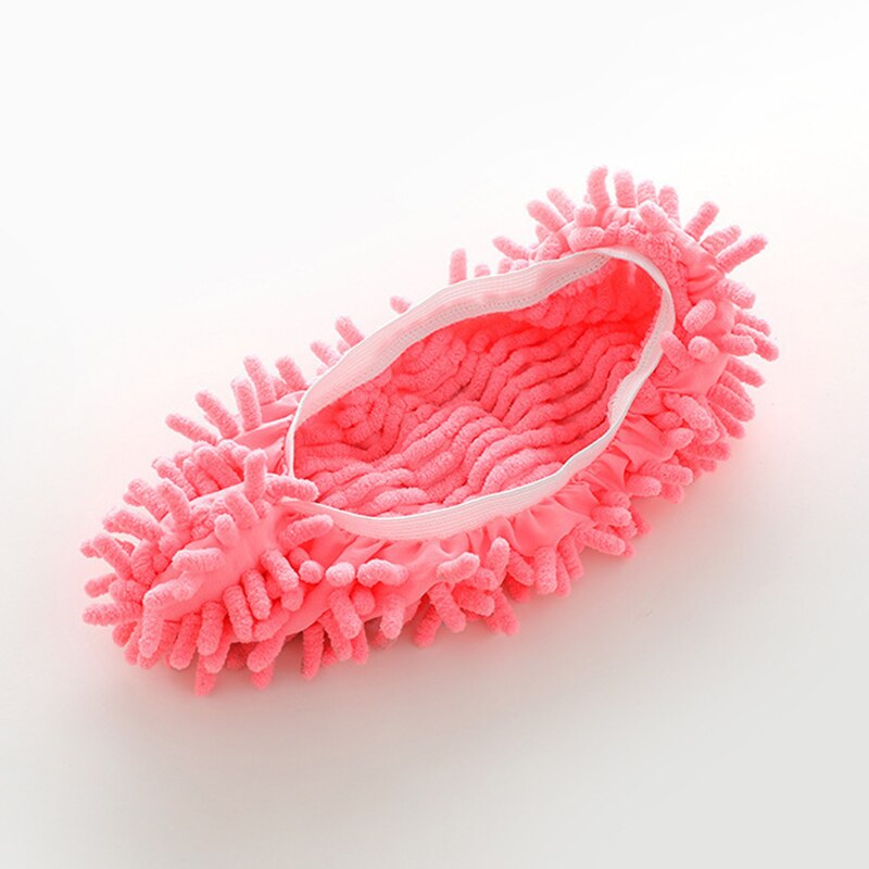 Chenille Dust Mop Slippers Foot Socks Caps Floor Cleaning Lazy Shoe Dust Hair Cleaner For Utensils Accessories Towel Microfiber: Pink / 4 piece