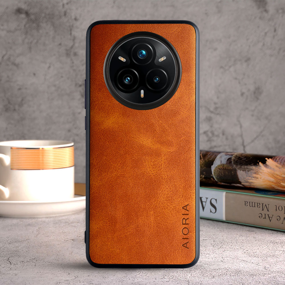 Etui til oppo realme 14 pro plus realme 13 pro plus 5g 4g coque luksuriøst vintage lædercover fundas til realme 14 pro etui: Orange / Realme 13 pro