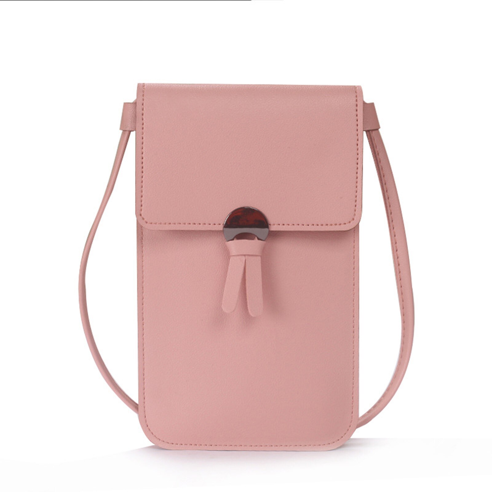 Vrouwen Meisjes Aanraken Screen Handtas Tassel Pu Lederen Schoudertas Voor Telefoon H9: Roze