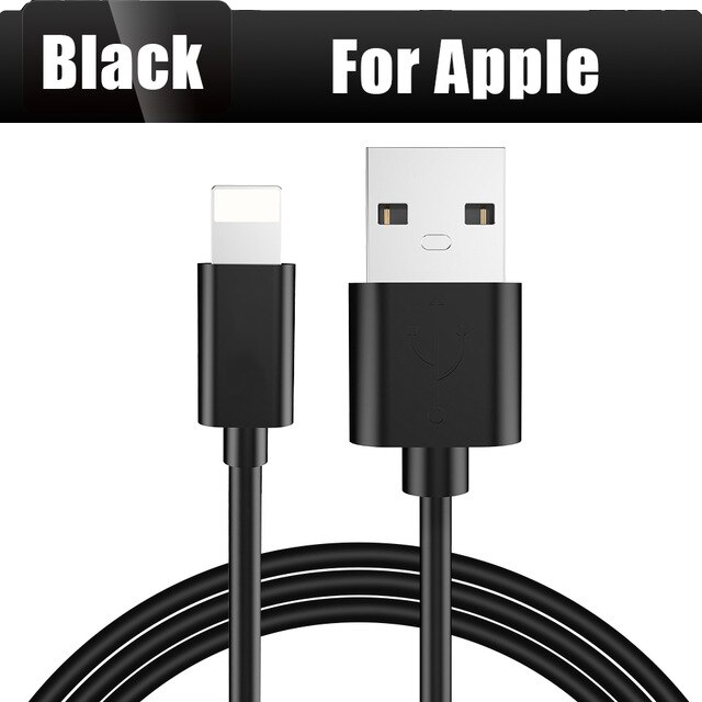 Rock originele usb-kabel voor iphone  x 8 7 plus datasynchronisatiekabel usb-oplaadkabel voor iphone 6 6s plus 5s 2.4a snellaadkabel: Zwart / 100cm