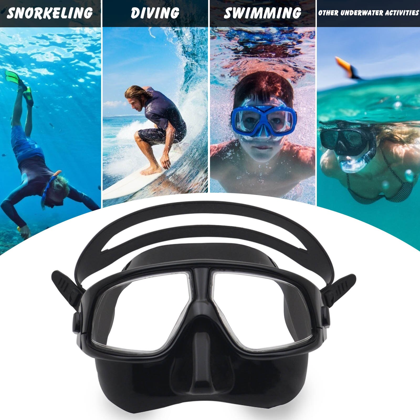 Máscara de buceo para adultos, gafas de silicona para Freediving, máscara de esnórquel de salvamento subacuática, gafas de natación antiniebla impermeables # GH