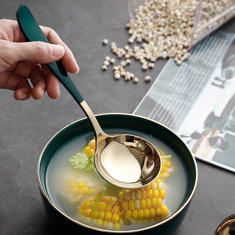Stainless Steel Slottd Spoons Stirring Teaspoon Dessert Dinner Soup Spoons Ice Cream Fruit Spoon Cultery Tableware