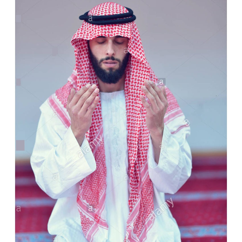 Man Saudi Arabic Islamic Clothing Dubai Muslim Accessories Headpiece Traditional Costume Turban Prayer Hat Plaid Head Scarf Caps