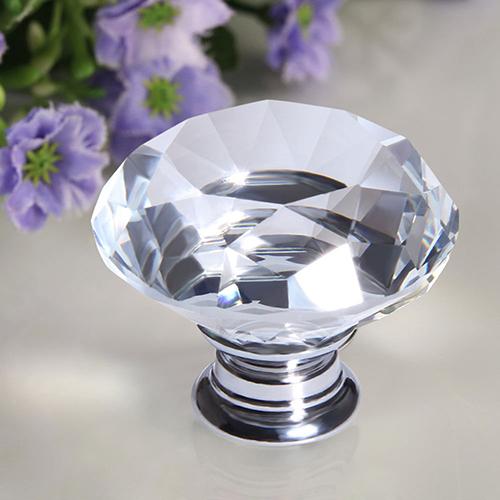 40Mm Clear Luxe Transparant Kristal Diamant Glas Strass Deurknop Handvat Met Schroeven Kabinet Kast