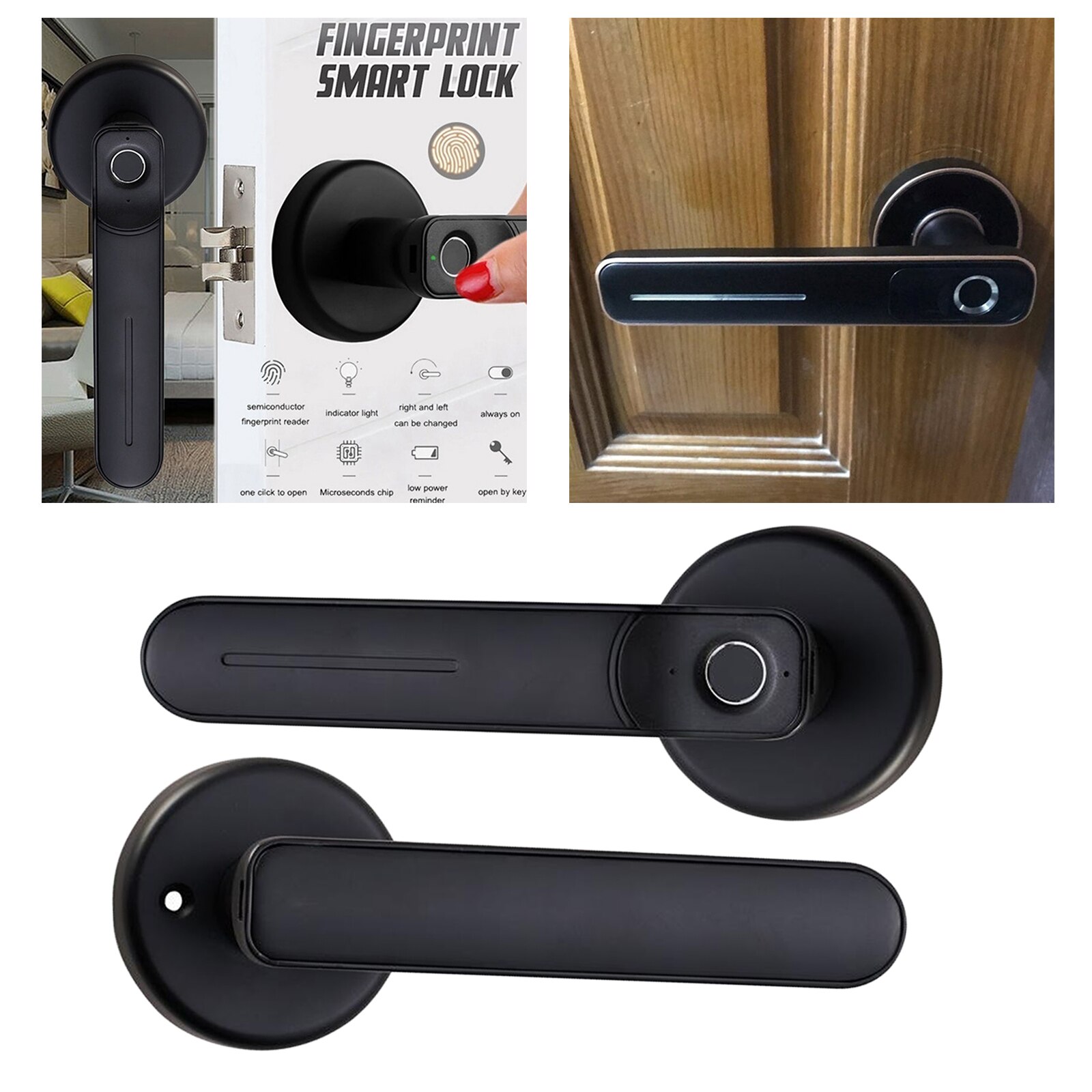 Fingerprint Door Digital Thumbprint Handle Lock Intelligent Smart Touch