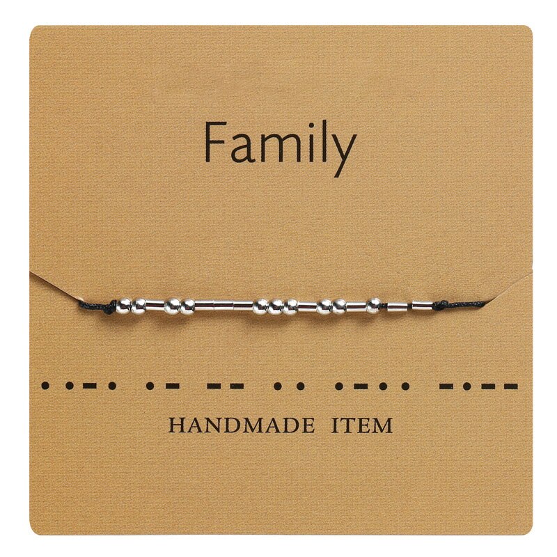 I Love U Morse Code Brief Charm Bead Armbanden Vriend Familie Geef Nooit Blijven Gaan Bff Hoop Hand Geweven verstelbare Armband: 3