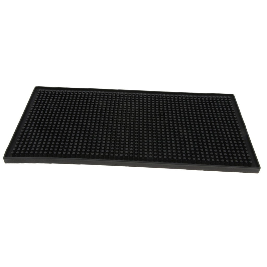Waterproof Bar Runner Rubber Strip Spill Mat Black for Home Cocktail Party Pub Club Bar Beer Drinks, 30x15x1cm