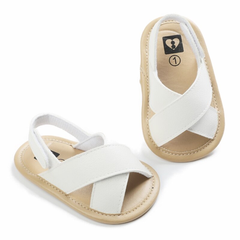 0-18M bébé filles garçons sandales chaussures croix évider semelle souple été chaussures de plage premiers marcheurs: WHITE / 7-12 mois