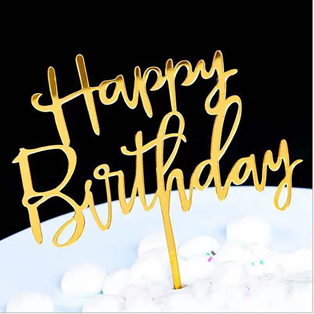 Happy Birthday Cake Topper Acrylic Gold Mirror Cupcake Topper for Kids Birthday Party Cake Baby Shower Decorations: 1