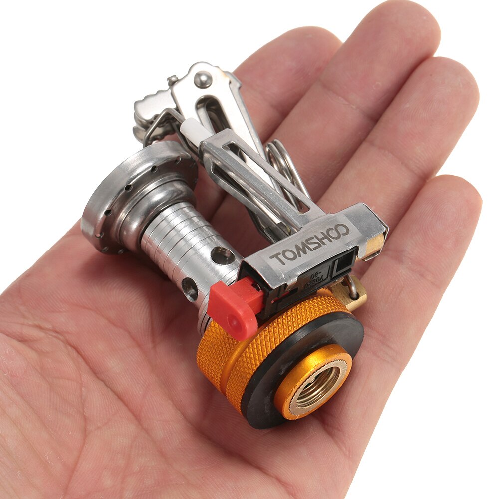 TOMSHOO Mini Backpacking Canister Stove Burners Camping Outdoor Cooking Foldable Hiking Supply Butane Propane Canister Compatibl