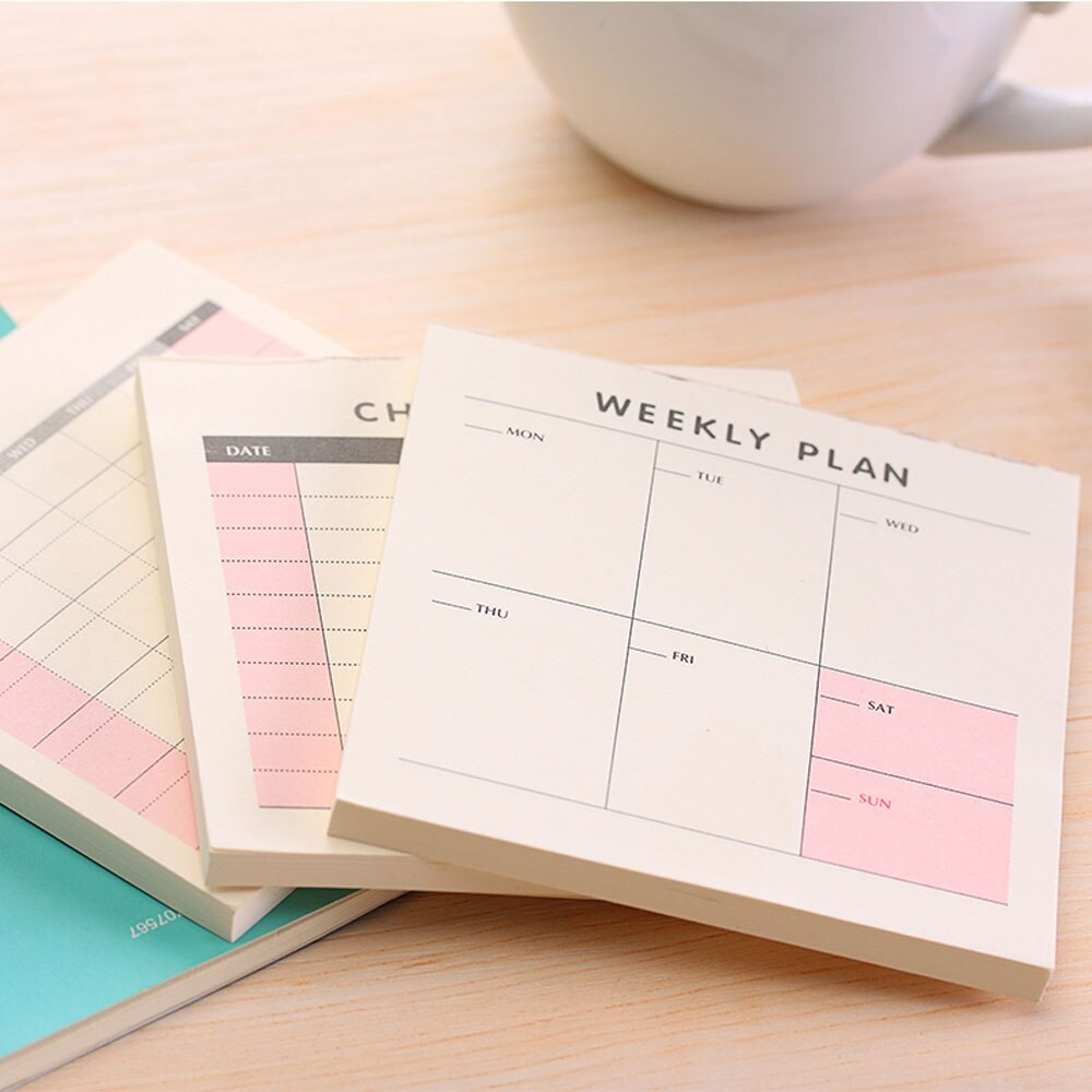 60sheets Memo Pad Daily Weekly Monthly Planner Kawaii Sticky Notes Girl DIY Decorative Scheduler Paper To Do List Stationery
