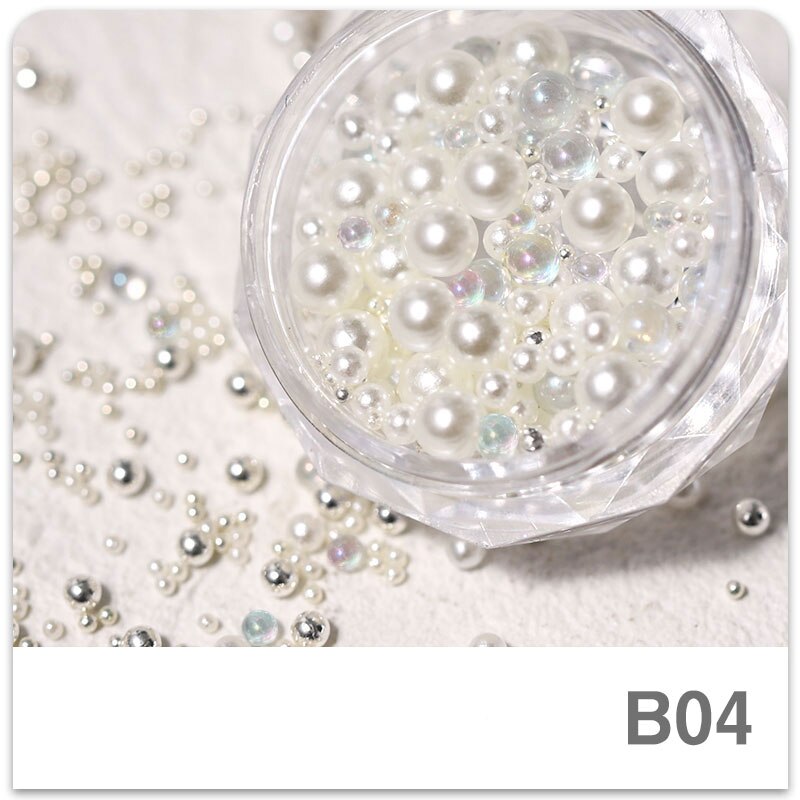 1 æske bittesmå ab krystal rhinestones til negle skinnende kaviar perler mikro glaskugler mix størrelse charme perler holo nail art dekorationer: B04