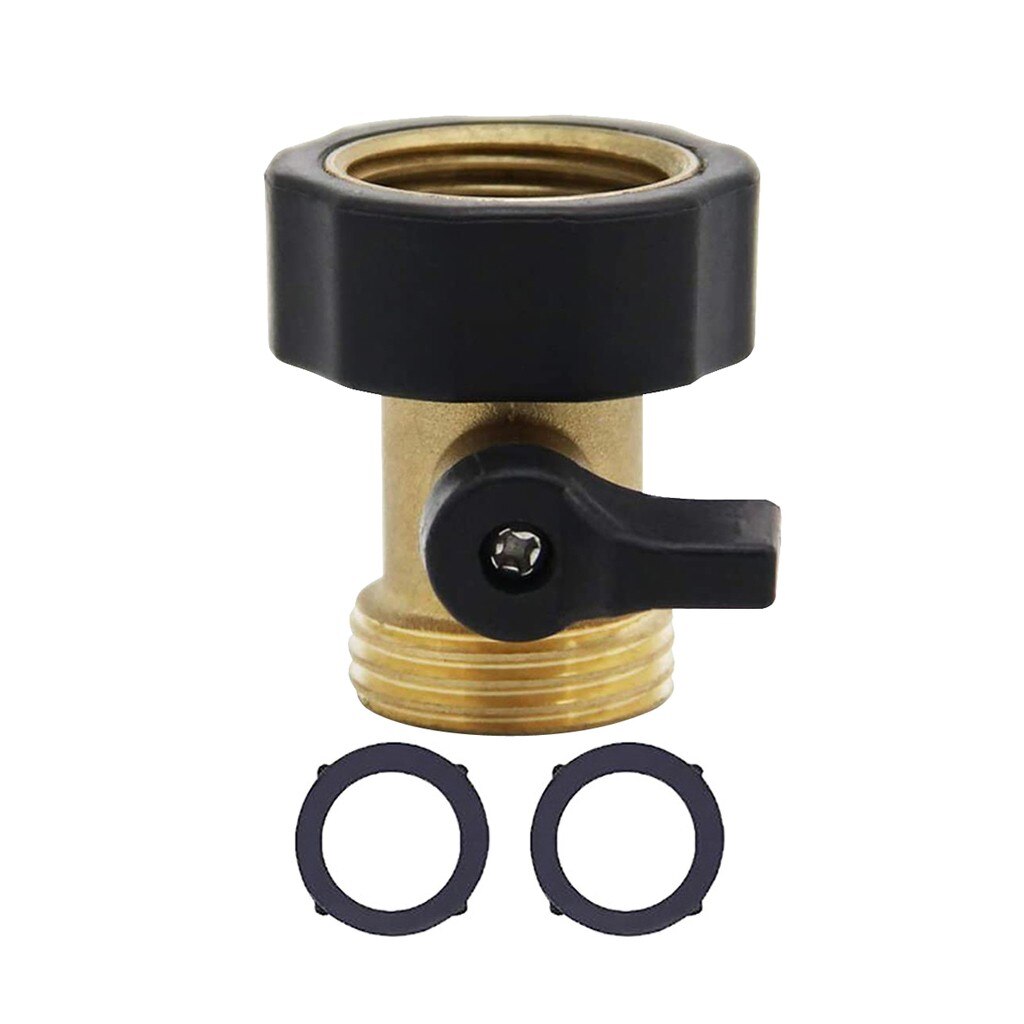 Super Heavy Duty 3/4 Inch Brass Water Shut Off Valve Garden Hose Connector: Default Title
