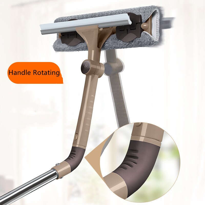 Glas Reinigung Werkzeug doppelseitige Teleskop Stange Fenster Reiniger Mopp Rakel Wischer Lange Griff Rotierenden Kopf Pinsel