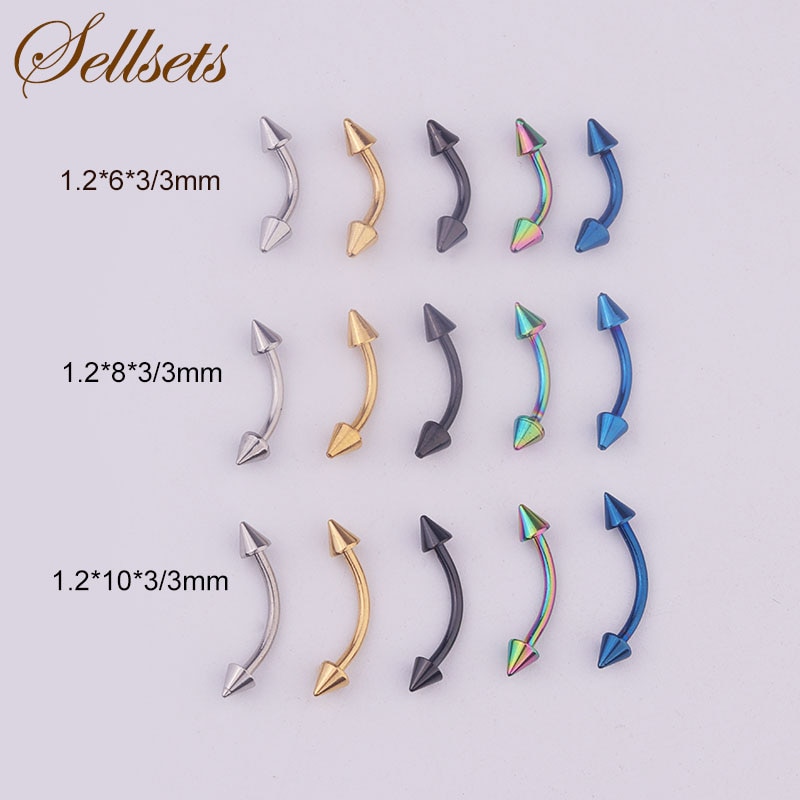 Lot de 5 Anneaux Sourcil - Barbell Courbé Acier Chirurgical 16G - Bijoux de Corps