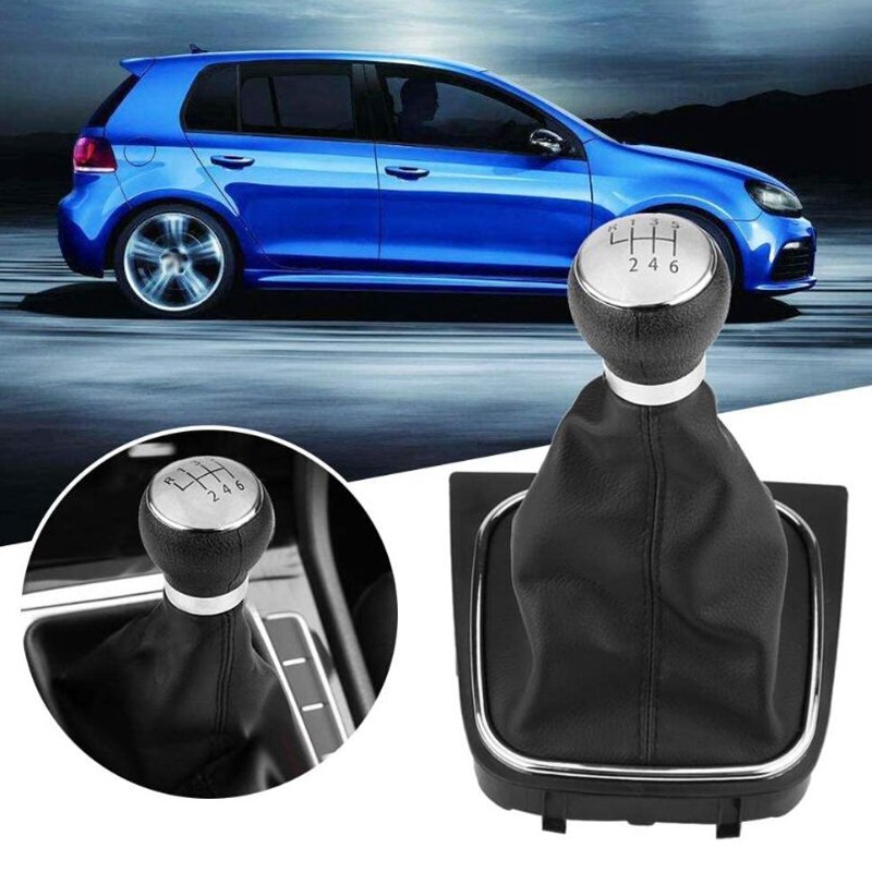 6 Speed Car Gear Shift Knob Lever Stick Gaitor Boot Cover for Golf 6 MK5 MK6 Jetta 2005