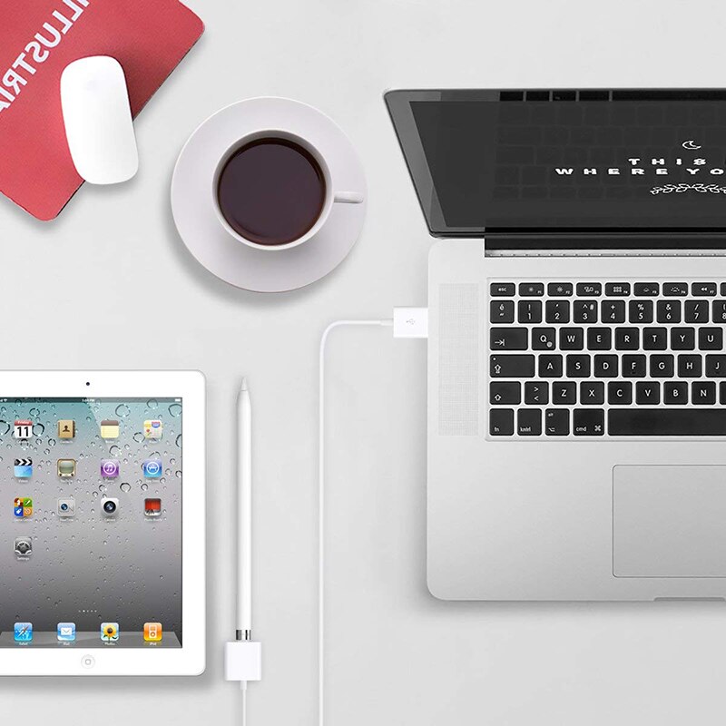 2pcs Charging Cable for Apple Pencil Adapter Charging Cable for Apple IPad Pro Pencil Stylus Male To Female USB Cable