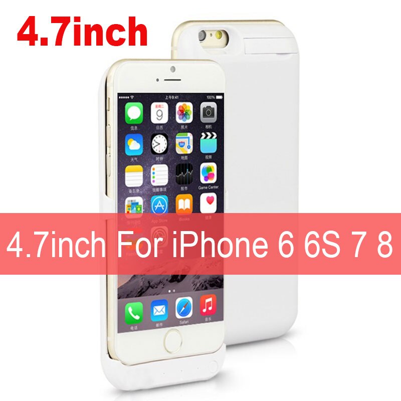 10000Mah Telefoon Batterij Case Voor Iphone 6 6S 7 8 Power Bank Opladen Case Cover Voor Iphone 6 6S 7 8Plus Battery Charger Case: White For i6 6s 7 8