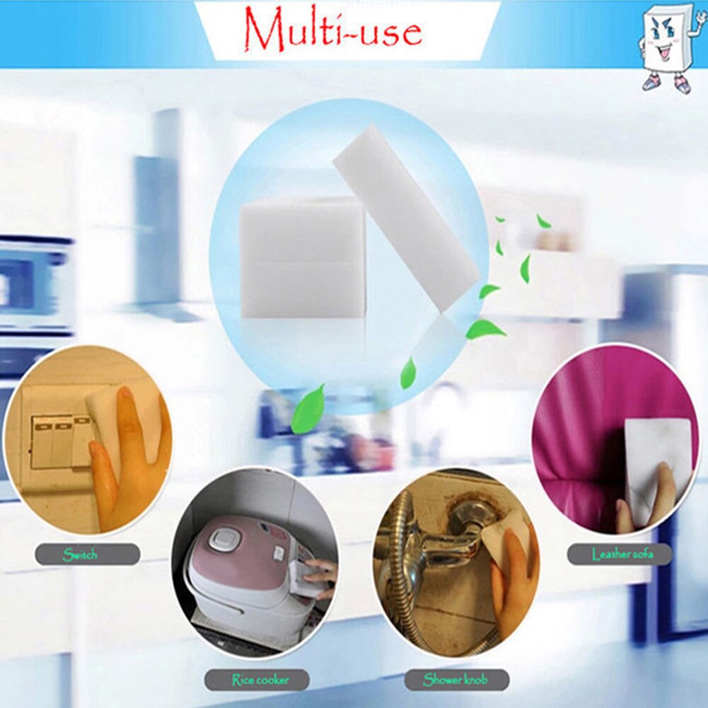 Melamine меламиновая губка 100 шт Sponge Magic Sponge Eraser Kitchen Melamine Sponge Cleaner Cleaning Office Bathroom