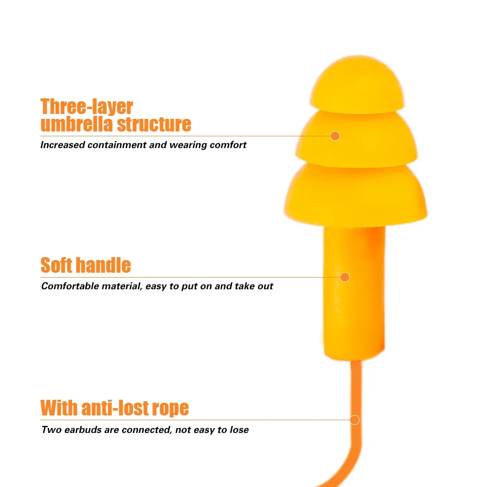 Tapones para los oídos antiruido suaves, tapones para los oídos con cable de silicona impermeables para natación, tapones para los oídos reutilizables antipérdida con protección auditiva de cuerda