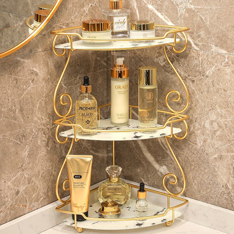 Light Luxury Triangle Bathroom Storage Shelf Toilet Vanity Storage Rack Bathroom Cosmetics Storage Rack Shelves And Supports