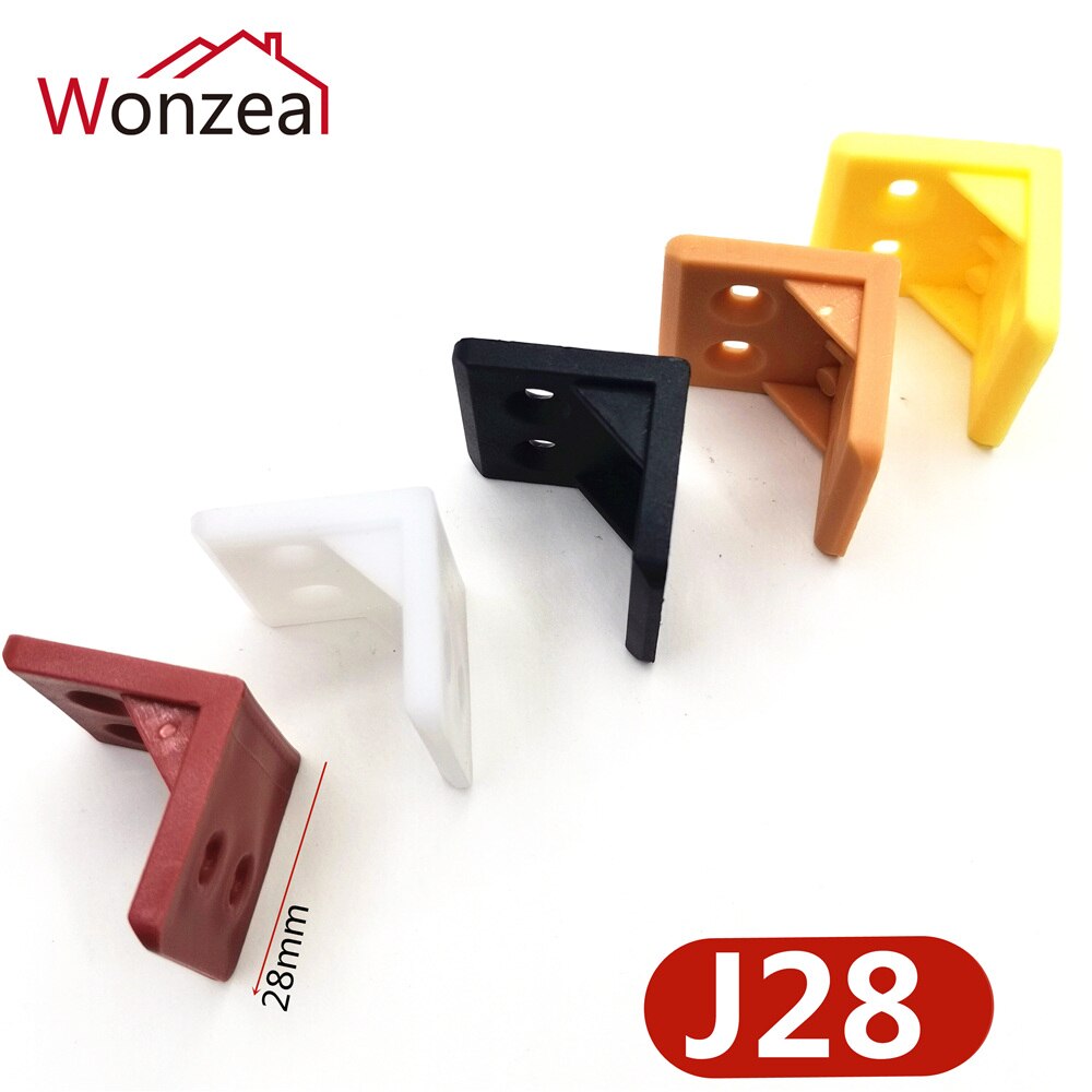 20pcs/lot Wonzeal Plastic Thickened Corner Brackets Furniture 90 degree Angle Corner Code Cabinet Furniture Hardware