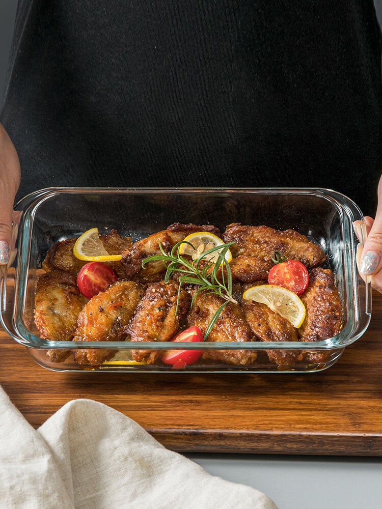 Heat-resistant Glass Bakeware Transparent Microwave Oven Square Steamed Fish Pan