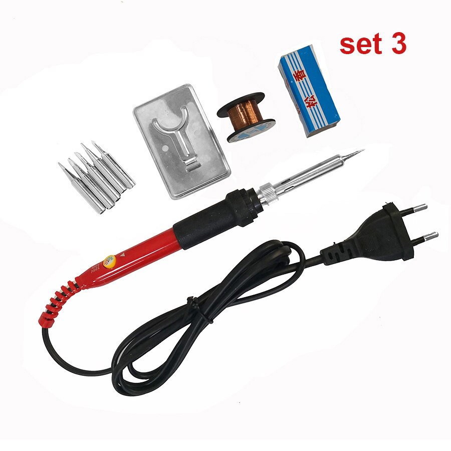 60W/80W Digital Electric soldering iron 220V110V temperature adjustable Welding Solder iron rework station soldering accessories: 60w red color set 3 / EU