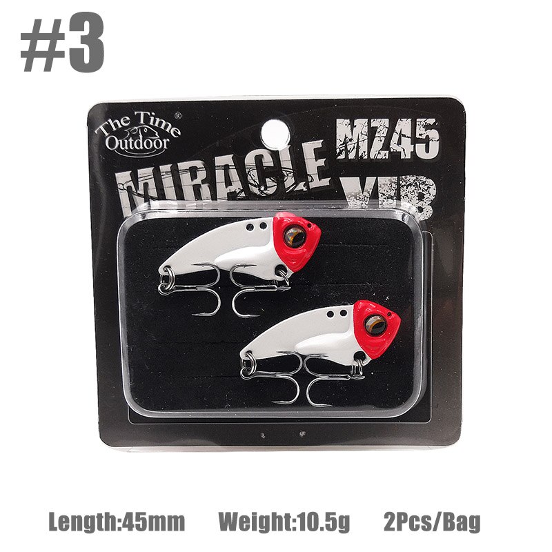 2 pièces/boîte le temps métal Vib MZ45 naufrage Vib lame leurre pêche artificielle Wobbler Vibration appâts pour brochet bar truite poisson: Color 03
