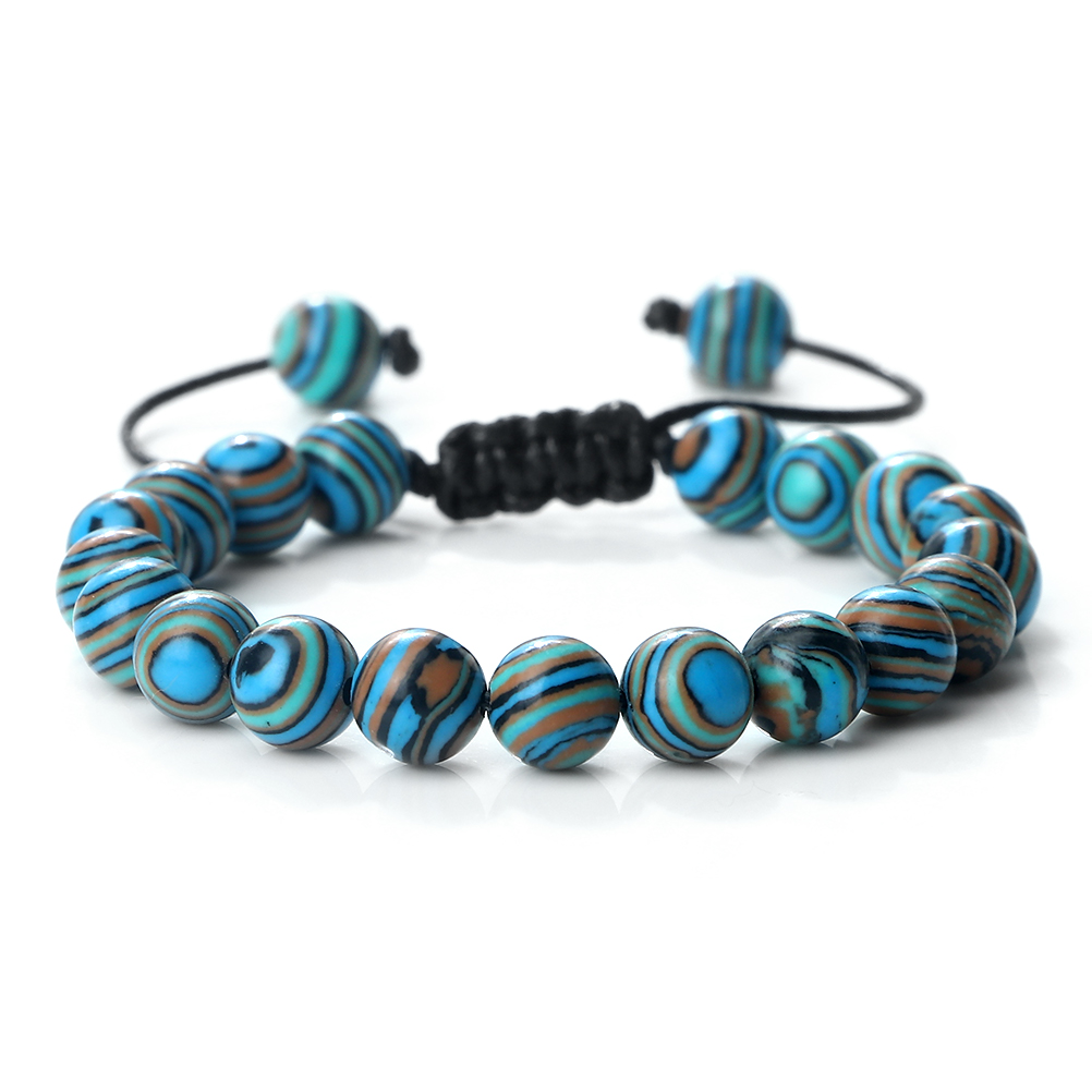 Colorful 8mm Malachite Braided Bracelet Women Men Adjustable Couple Bracelet&Bangles Friendship Pulsera Jewelry: Rust Red