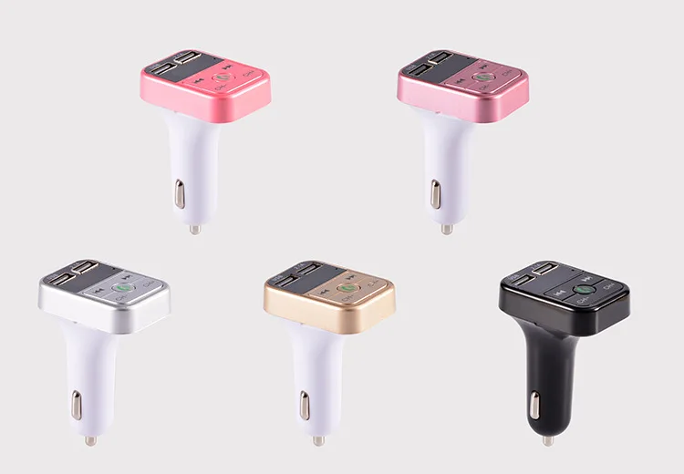 Bluetooth 5,0 fm Absender Auto Bausatz MP3-Modulator Spieler drahtlose Freis prec heinrich tung Audio--Empfänger Dual-USB-Schnell ladegerät 2.4a: Fuchsie