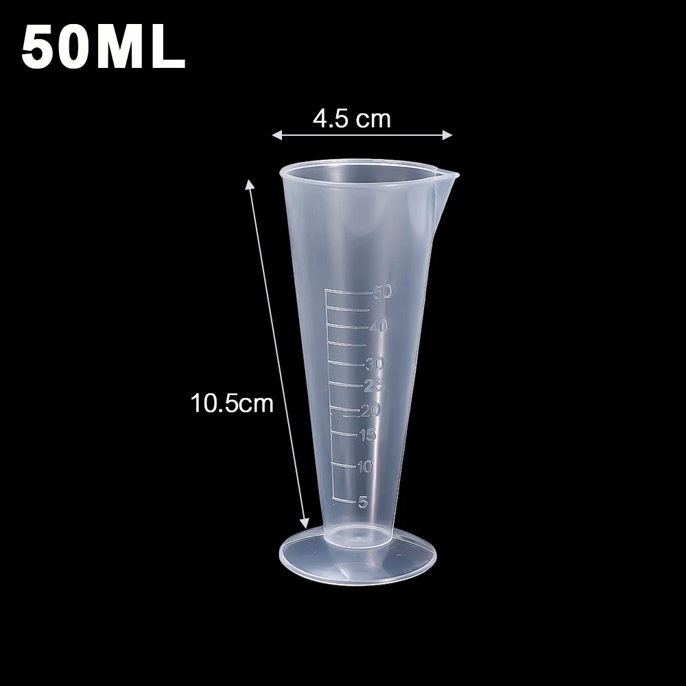 100/50ML Triangular Measuring Cup with Scale Transparent Plastic Graduated Cylinder Pour Spout Liquid Container Kitchen Bar Tool: black / 50ml