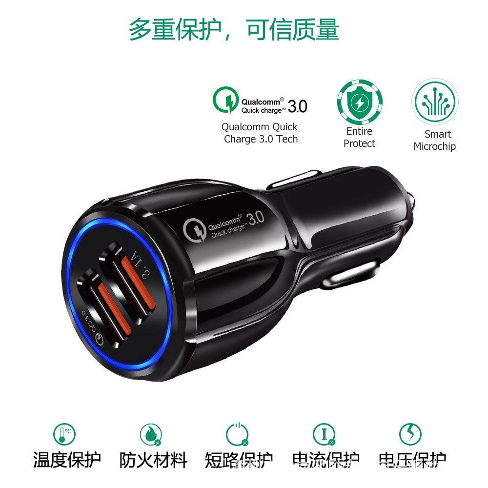 Mzxtby QC 3,0 Auto Ladegerät 6A schnelle Ladung Auto 2 USB LED lampe qi drahtlose ladegerät für Xiaomi Huawei Samsung iphone Ipad HtC