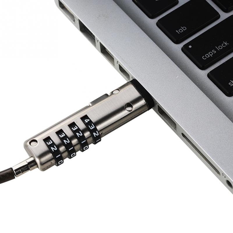 USB Port Universal Office Keyless Security Steel 4 Digit Password Notebook Laptop Lock Cable Anti Theft Combination Protective