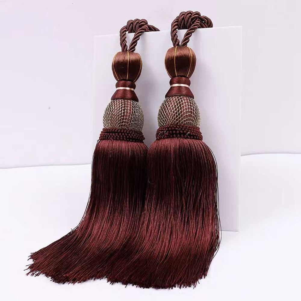 No Installation Curtain Tassels Tieback Polyester Yarn Punch-free Tassel Curtain Ties Gold Wire Hanging Ball Multicolor