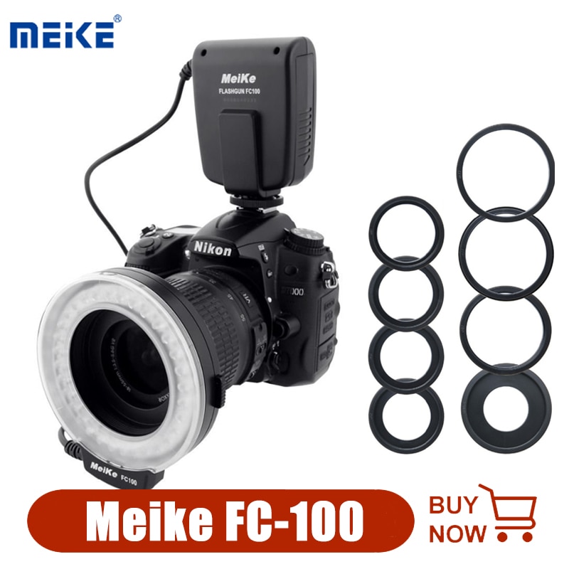 Meike Meke FC100 Ring Macro Flitser Foto Speedlight Voor Canon Nikon Olympus Pentax Dslr Camera Eos 650D 60D D7100 d5300