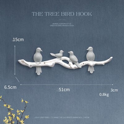 Scandinavische wandhanger, kledingrek van kunsthars, vogelhaak, knutseldecoratie, sleutelhanger, veranda-muurhaak , 3d stereo-muurstickers, muurschilderingen