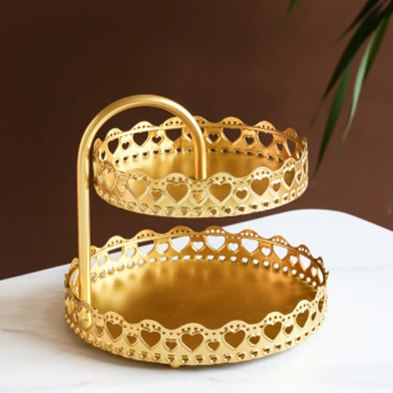 Plateau de rangement nordique , Double couche, assiette de fruits, plateau de stockage de cosmétiques, bijoux, boucles d'oreilles, présentoir organisateur,