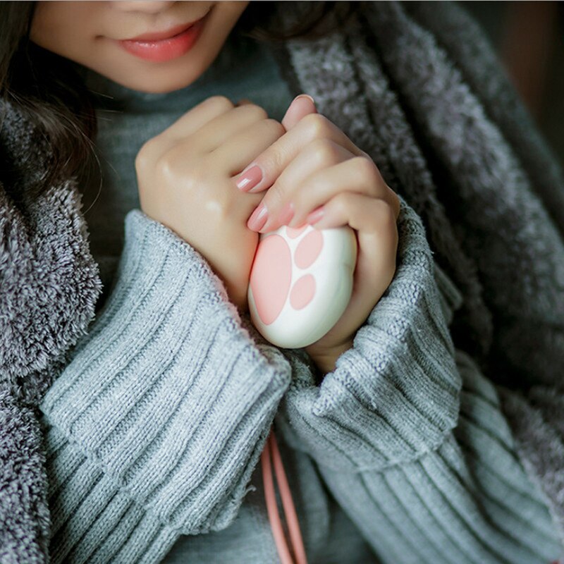 1pcs Portable Cute Winter Pocket Hand Warmers Rechargeable Electric Heater Cat paw USB Charger 3000mAh