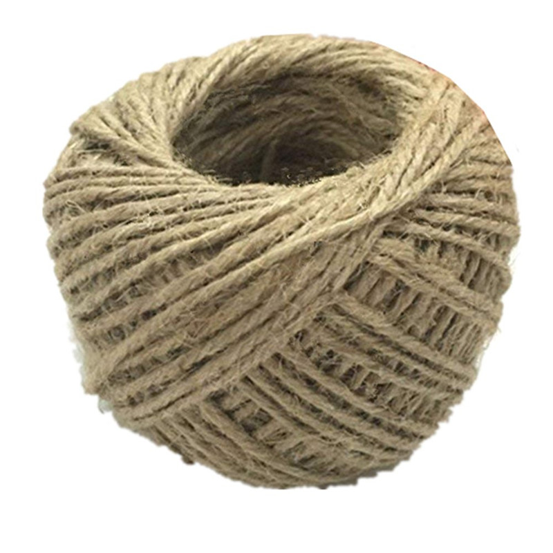 50M Natural Burlap Hessian Jute Twine Cord Hemp Rope 2mm Packing String Wedding Decoration 5BB5607: 4