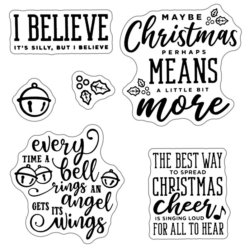 Kerst Klokken Sentiment Woord Clear Postzegels En Bladeren Metalen Stansmessen Voor Scrapbooking Ambachten Wenskaart Maken: Default Title